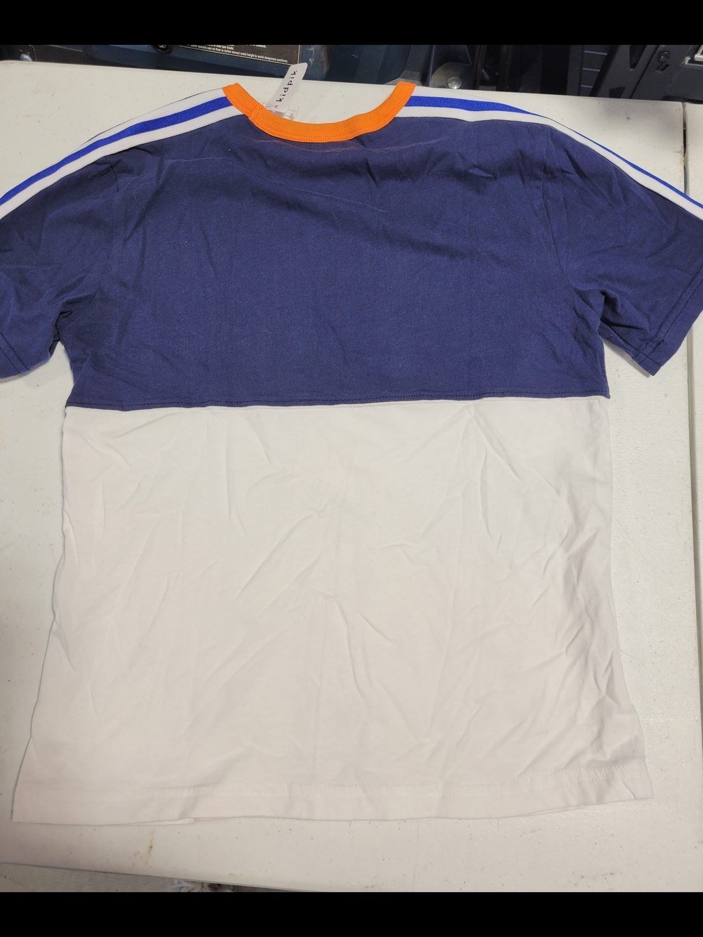 kidpik Colorblock Navy & White Tee with Orange Trim - Picture 3 of 3